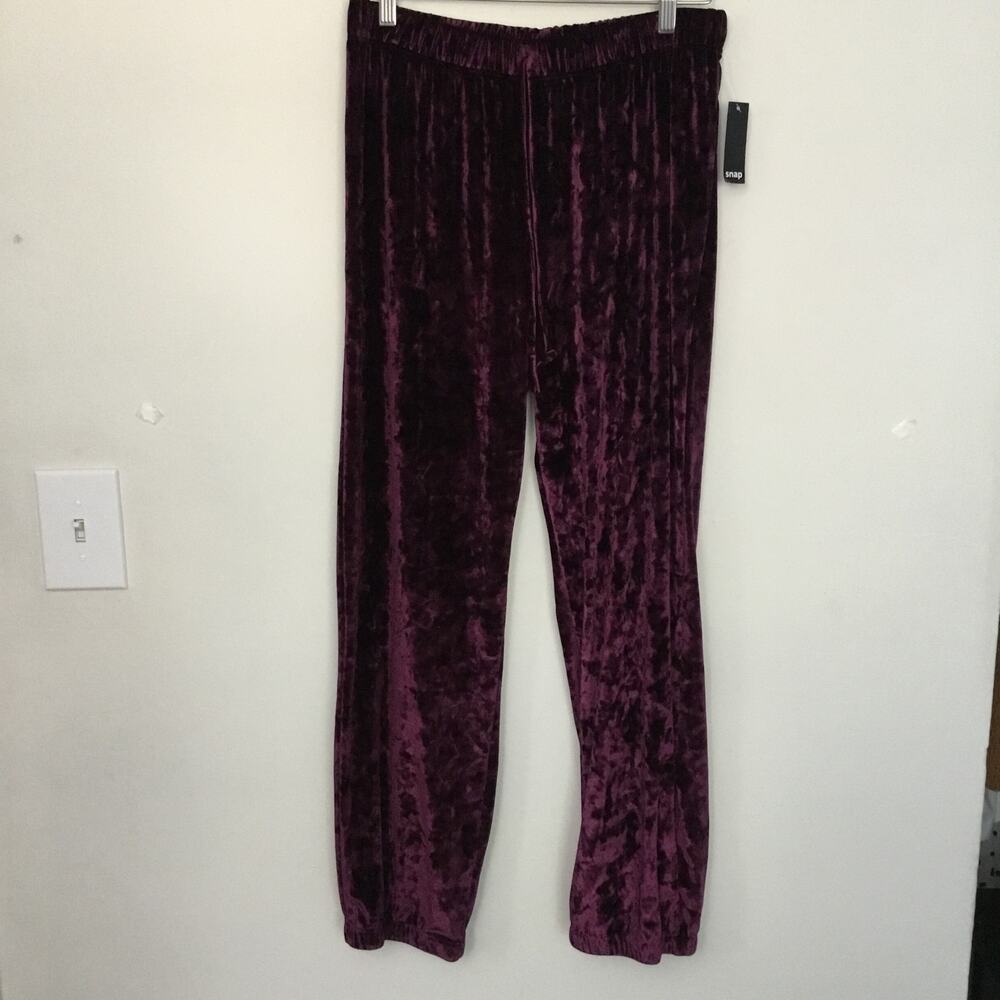 Vintage SNAP brand Purple Velvet Suede Athleisure Jogger Pants USA Made Sz L